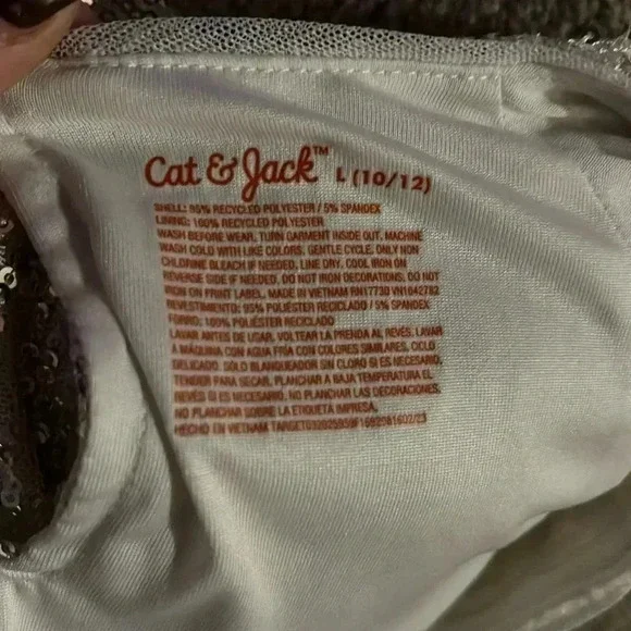 Cat and jack sequin silver girls shirt - Picture 3 of 4